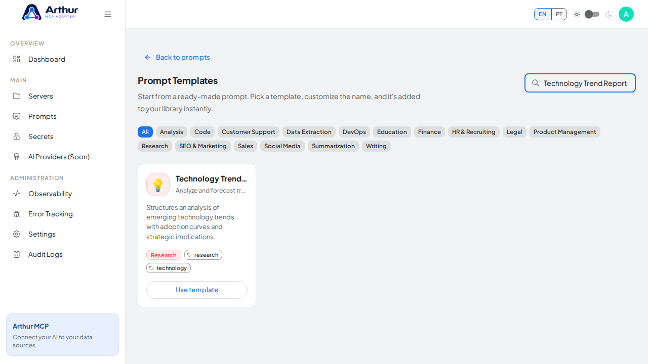 Search the catalog for the Technology Trend Report template