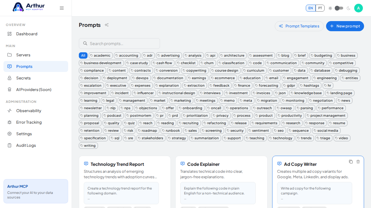 Create the Technology Trend Report prompt in the shared library