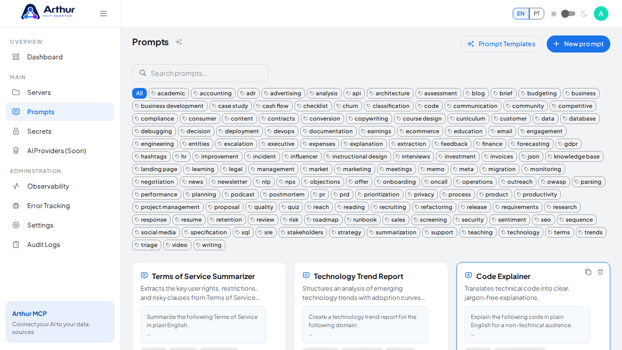 Create the Terms of Service Summarizer prompt in the shared library
