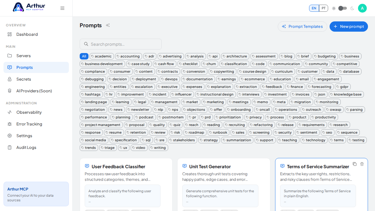 Create the User Feedback Classifier prompt in the shared library