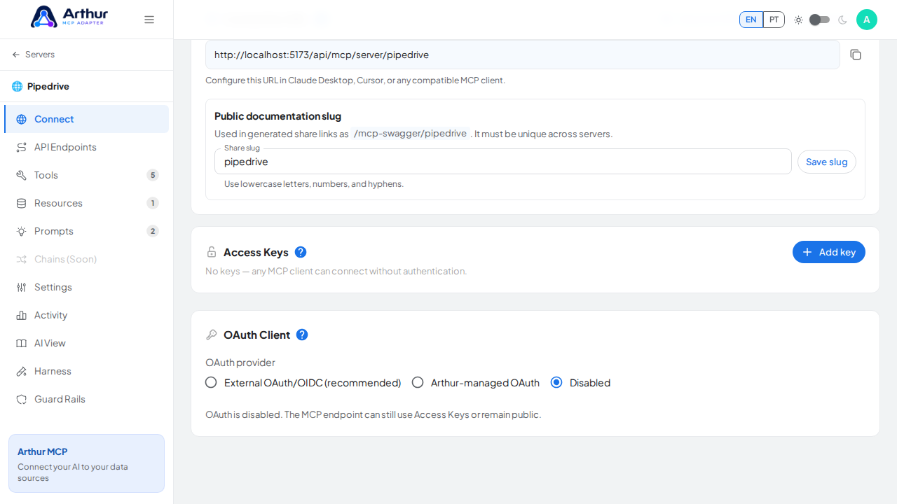 Bring the OAuth Client panel into the screenshot viewport