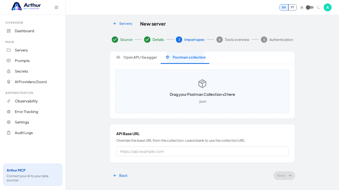 Switch from OpenAPI to the Postman collection importer