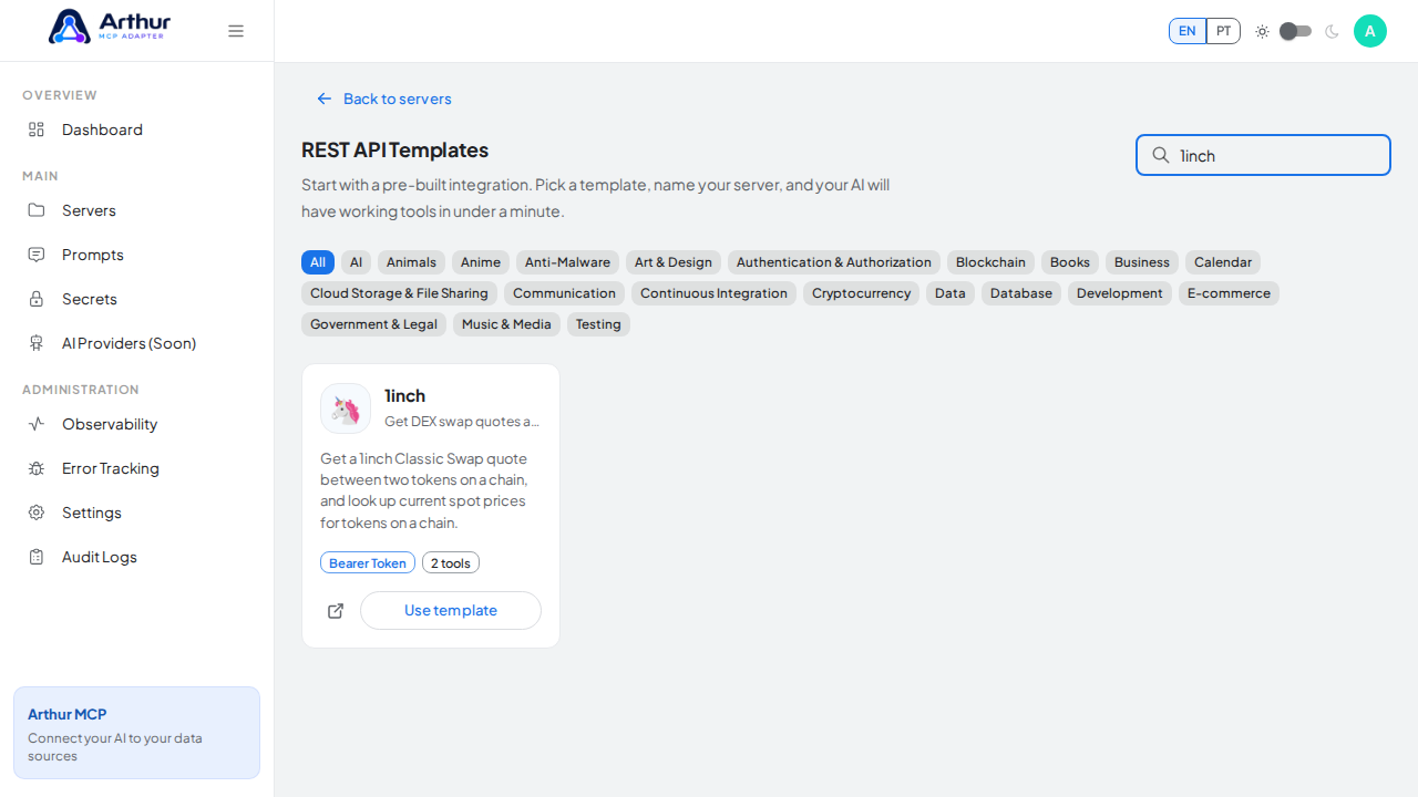 Search the gallery for the 1inch integration