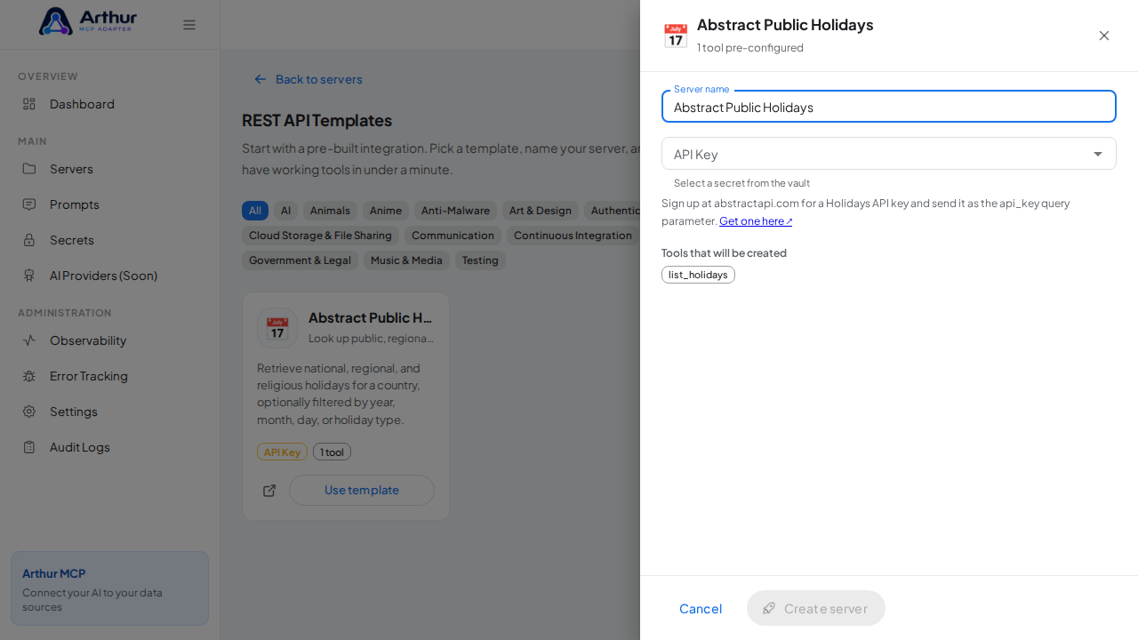 Open the Abstract Public Holidays template with its preconfigured tools