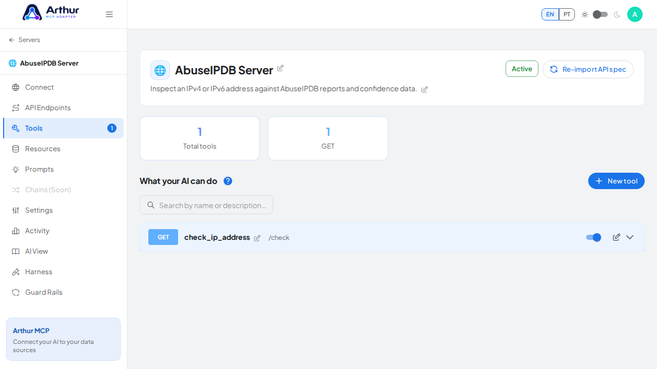 Review the tools generated from the AbuseIPDB template