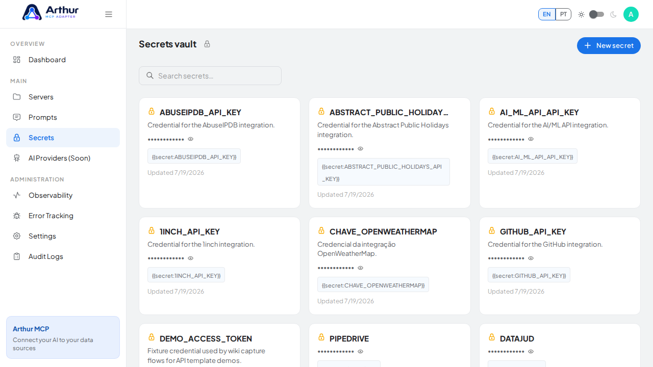 Open the Secrets vault to store the Airtable credential before using the template