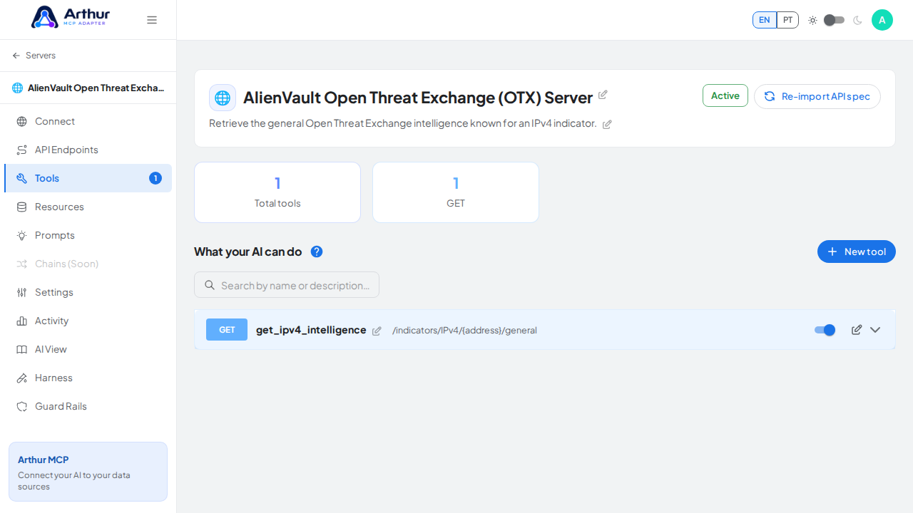 Review the tools generated from the AlienVault Open Threat Exchange (OTX) template