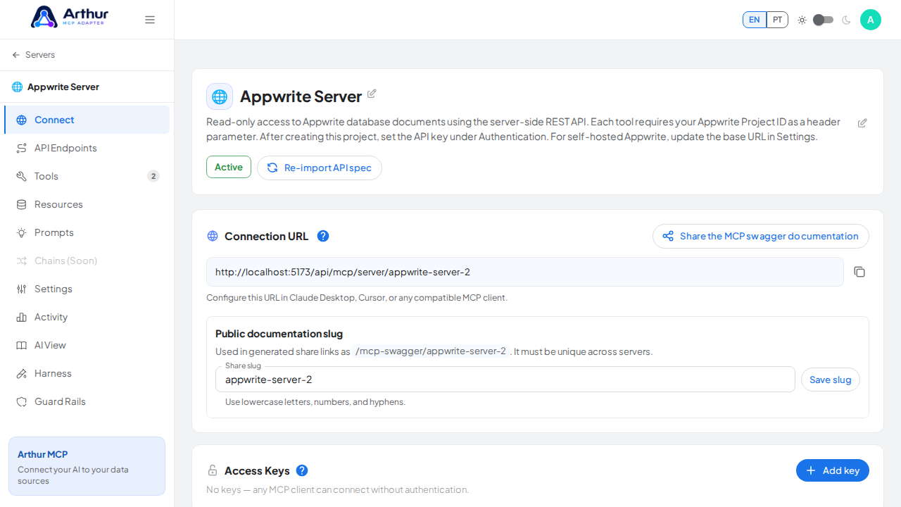 Create the Appwrite server with its preconfigured tools