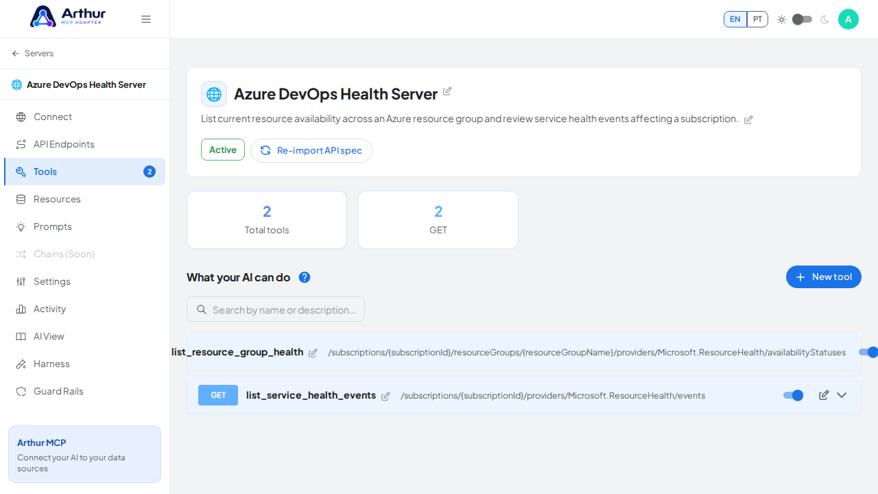 Review the tools generated from the Azure DevOps Health template