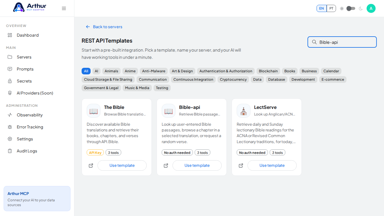 Search the gallery for the Bible-api integration