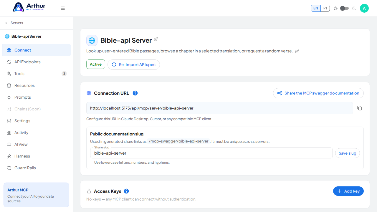 Create the Bible-api server with its preconfigured tools