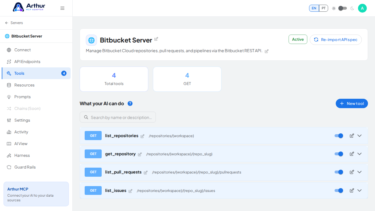 Review the tools generated from the Bitbucket template