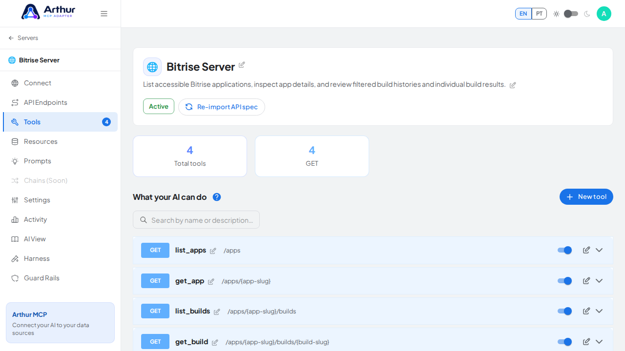 Review the tools generated from the Bitrise template