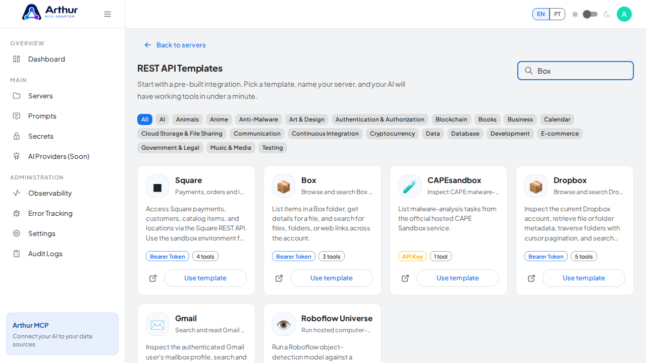 Search the gallery for the Box integration