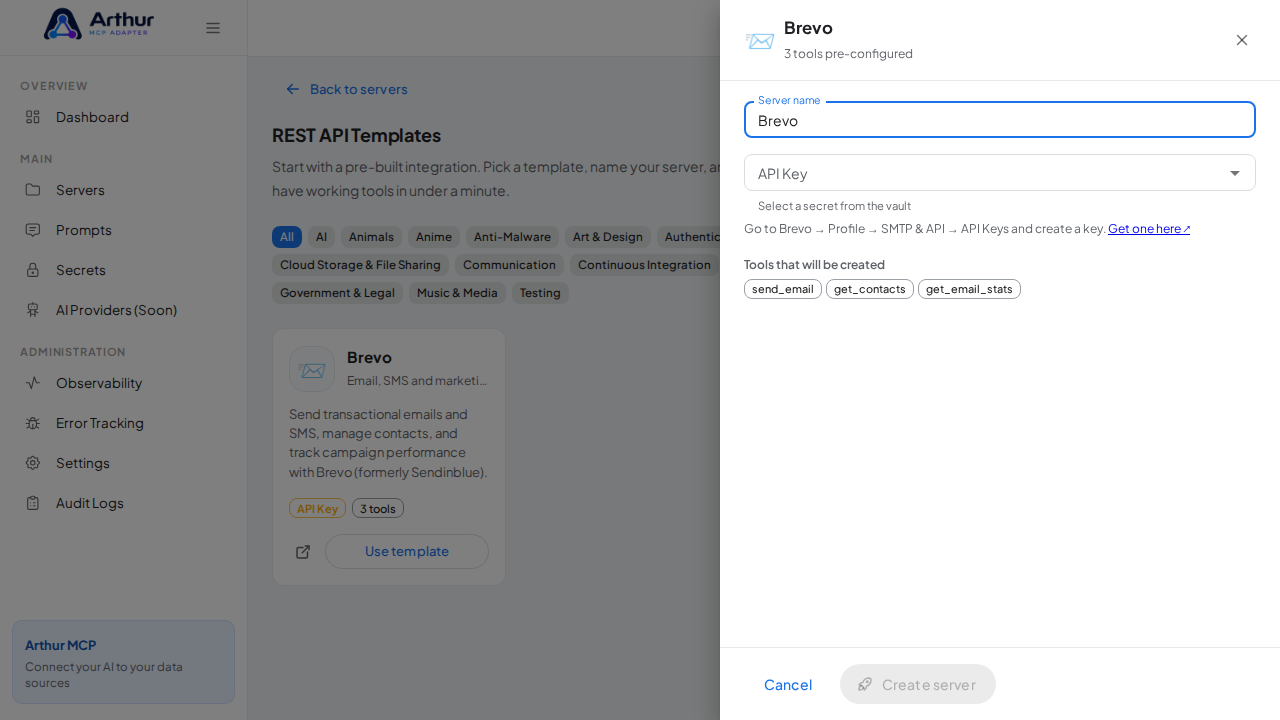 Open the Brevo template with its preconfigured tools