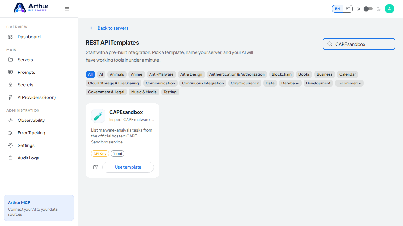 Search the gallery for the CAPEsandbox integration