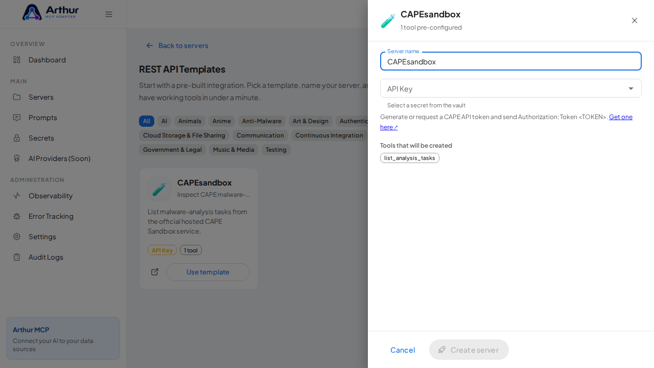 Open the CAPEsandbox template with its preconfigured tools