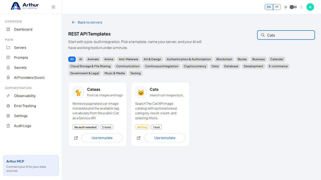 Search the gallery for the Cats integration