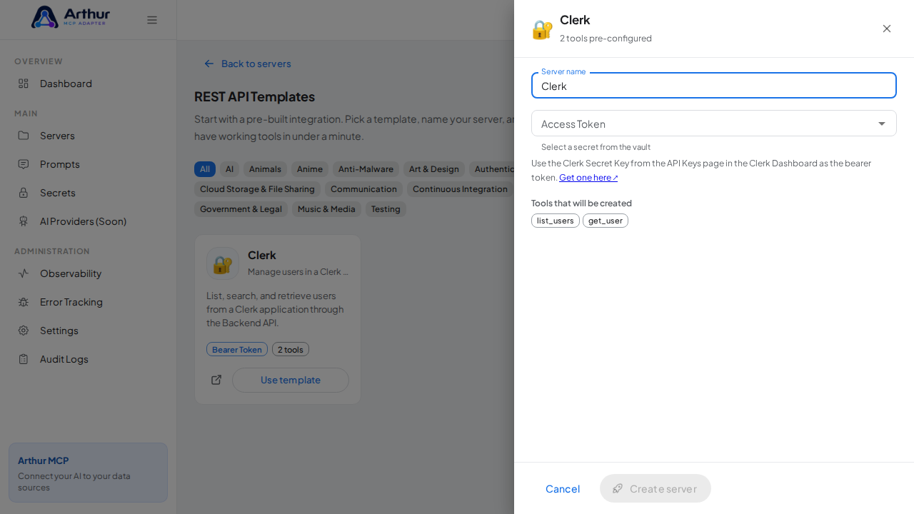 Open the Clerk template with its preconfigured tools