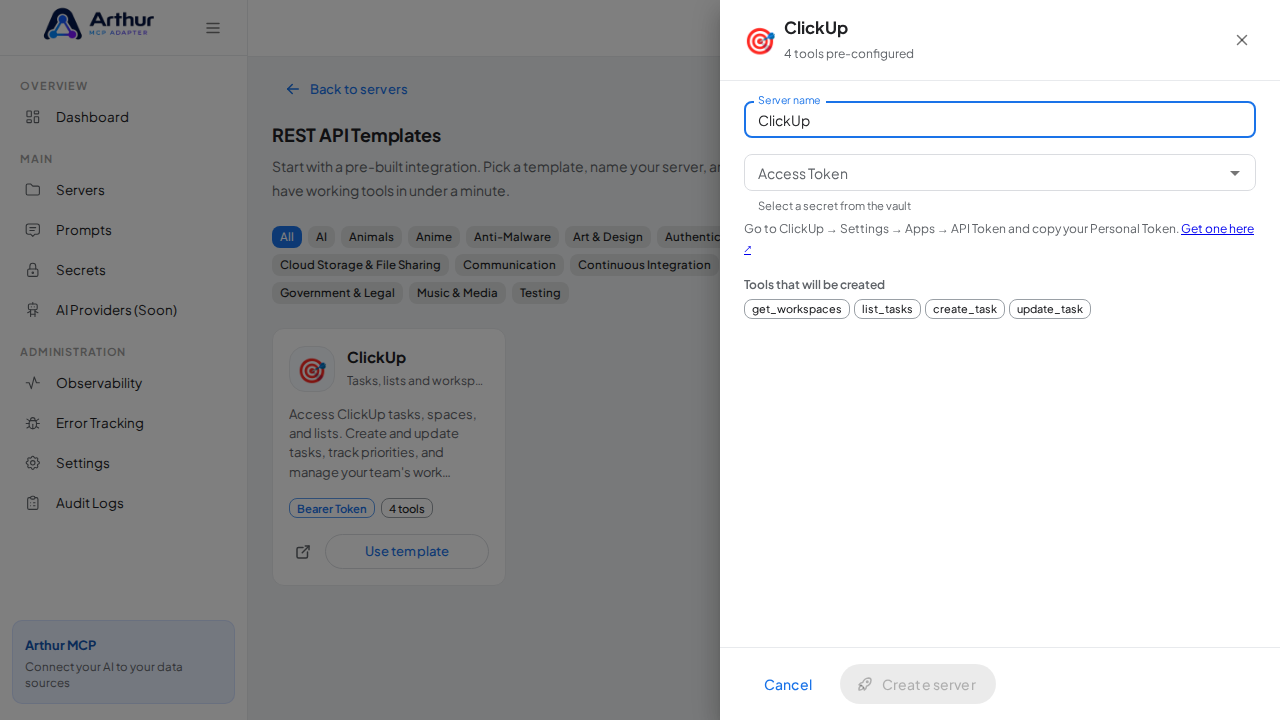 Open the ClickUp template with its preconfigured tools