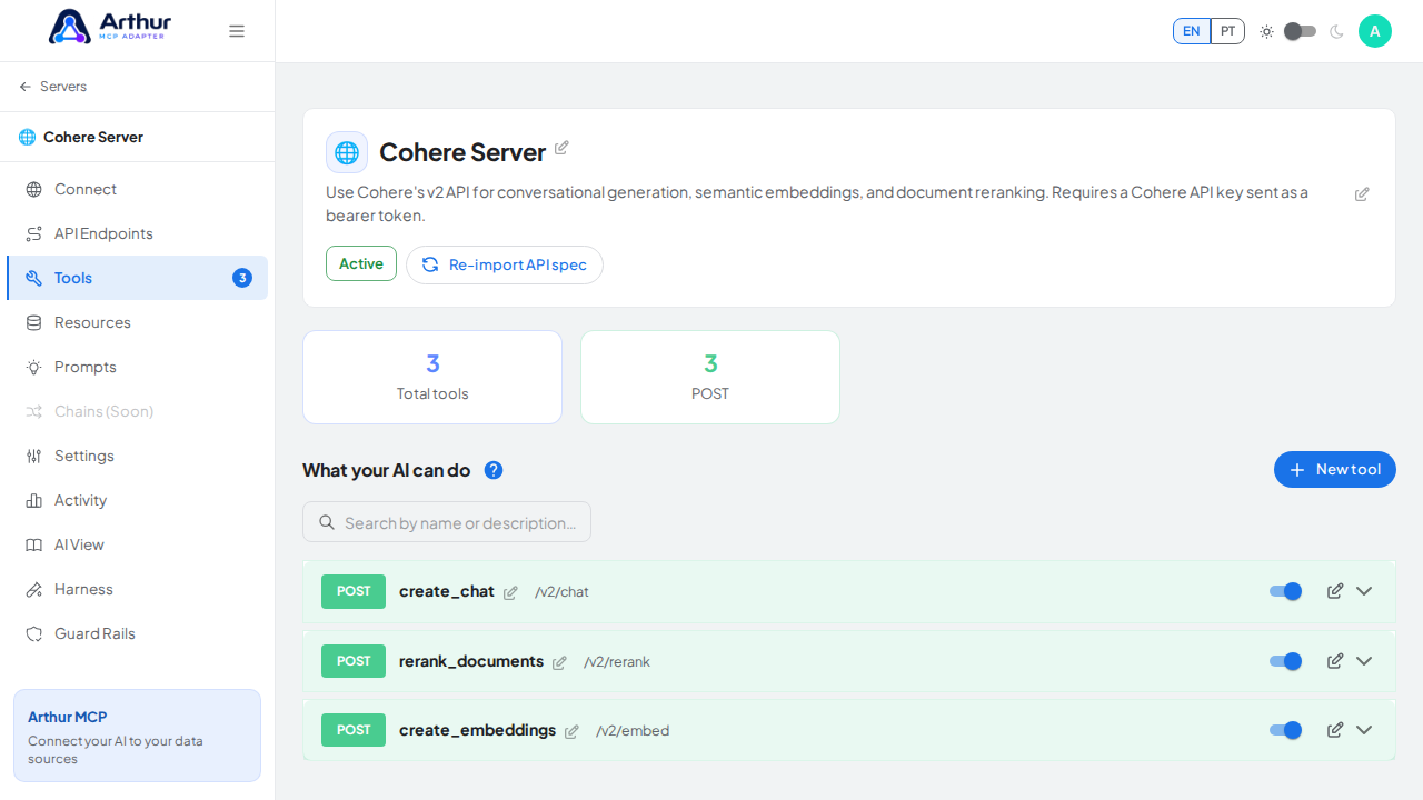 Review the tools generated from the Cohere template