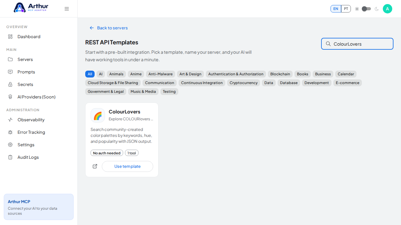 Search the gallery for the ColourLovers integration