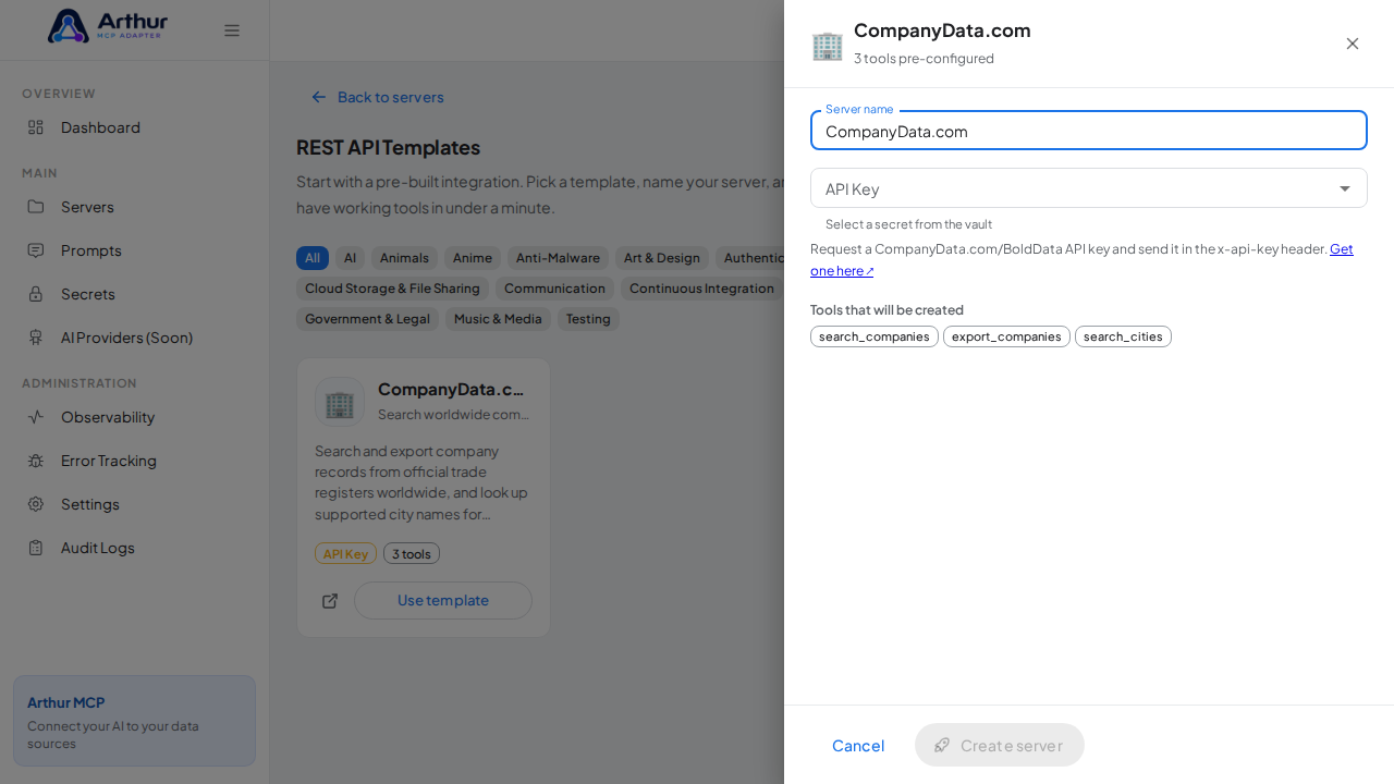 Open the CompanyData.com template with its preconfigured tools