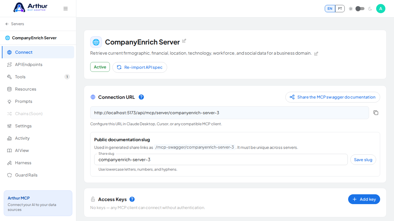 Create the CompanyEnrich server with its preconfigured tools