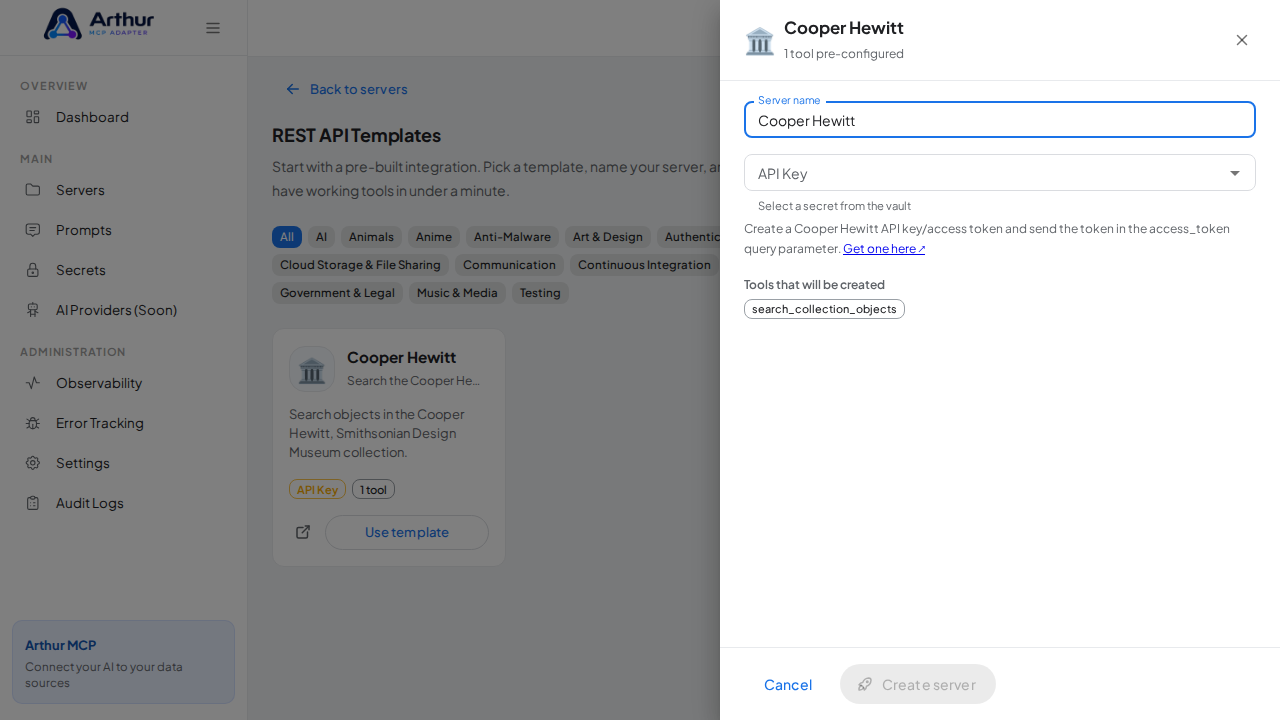 Open the Cooper Hewitt template with its preconfigured tools