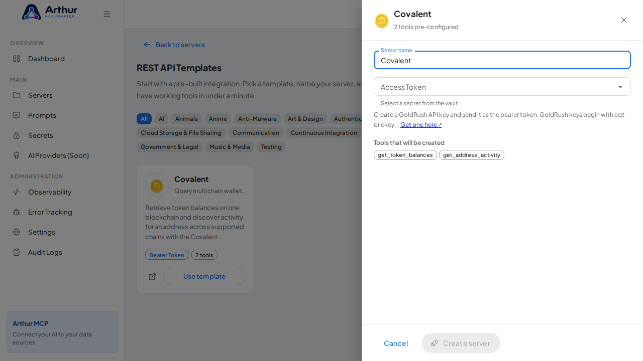 Open the Covalent template with its preconfigured tools