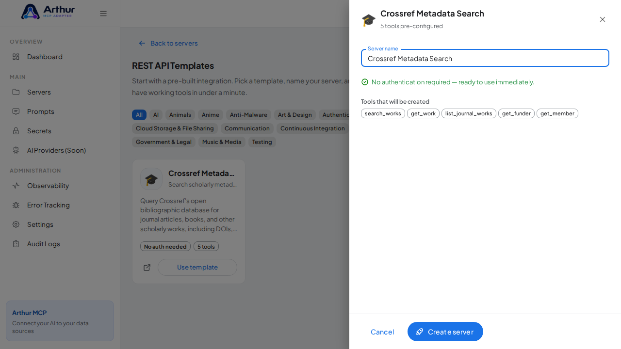 Open the Crossref Metadata Search template with its preconfigured tools