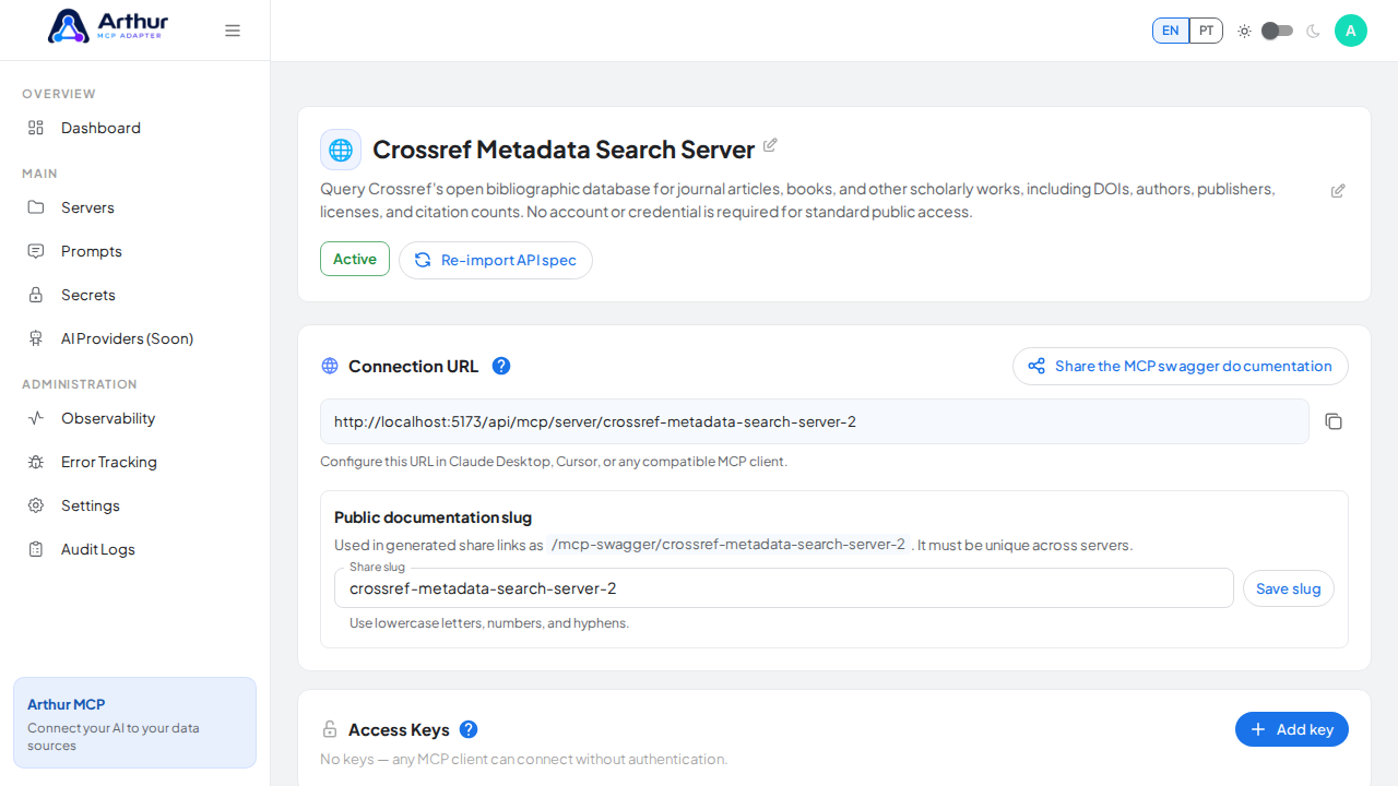 Create the Crossref Metadata Search server with its preconfigured tools