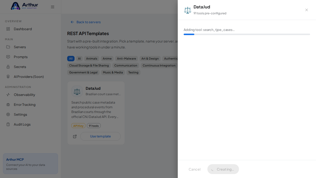 Create the DataJud server with its preconfigured tools