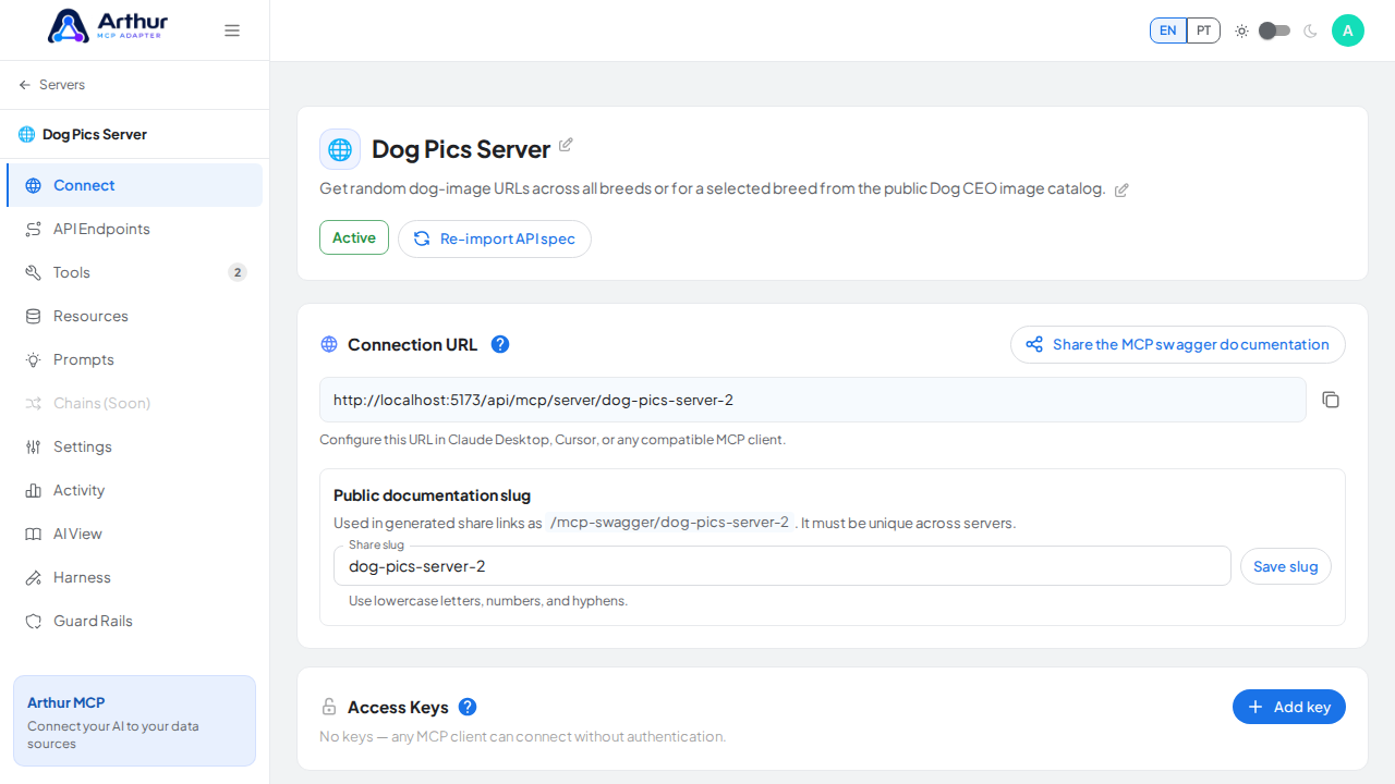 Create the Dog Pics server with its preconfigured tools
