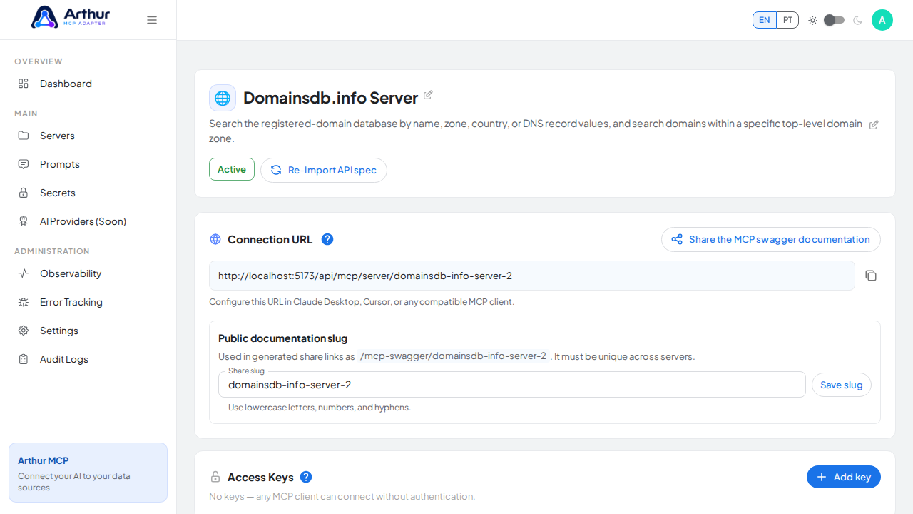 Create the Domainsdb.info server with its preconfigured tools