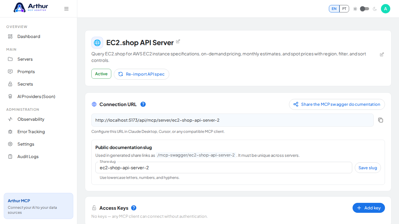 Create the EC2.shop API server with its preconfigured tools