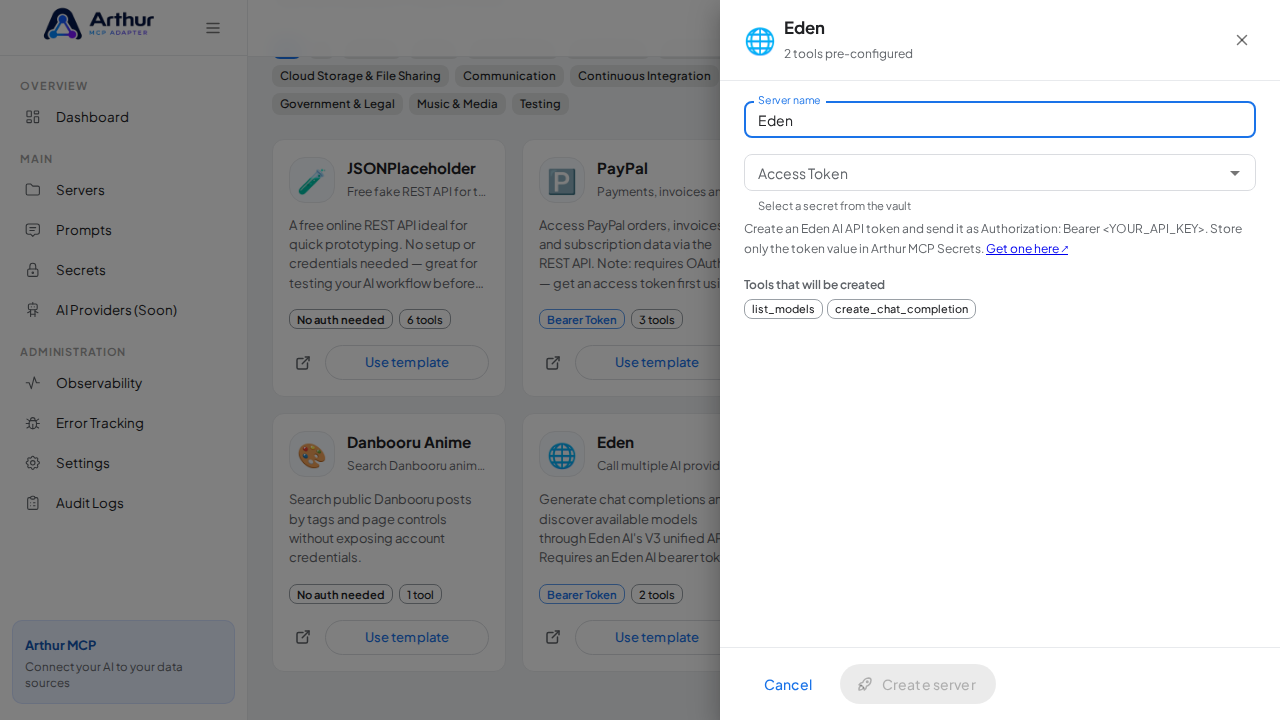 Open the Eden template with its preconfigured tools