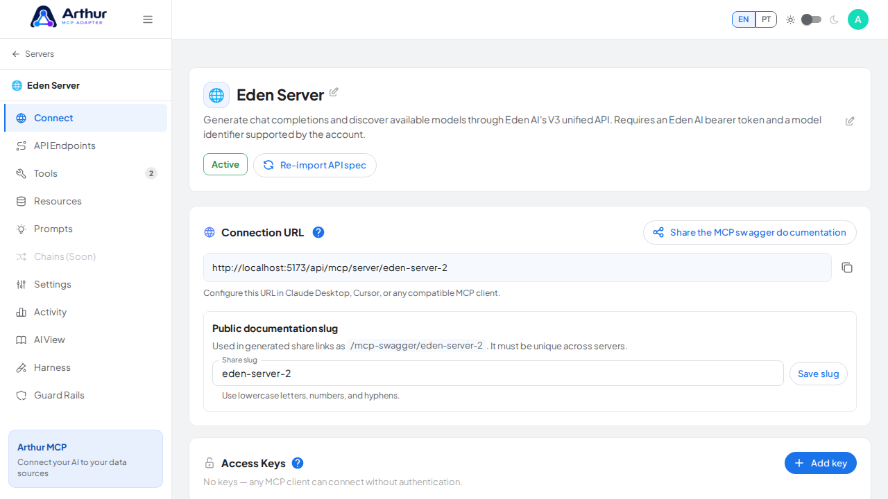 Create the Eden server with its preconfigured tools