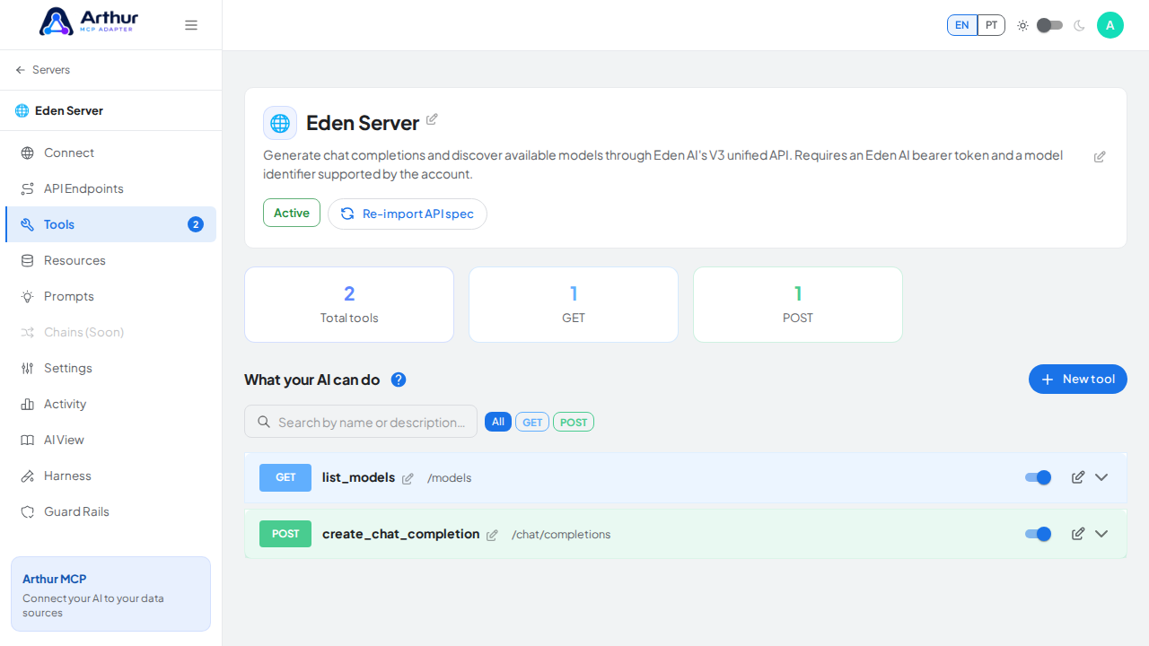 Review the tools generated from the Eden template