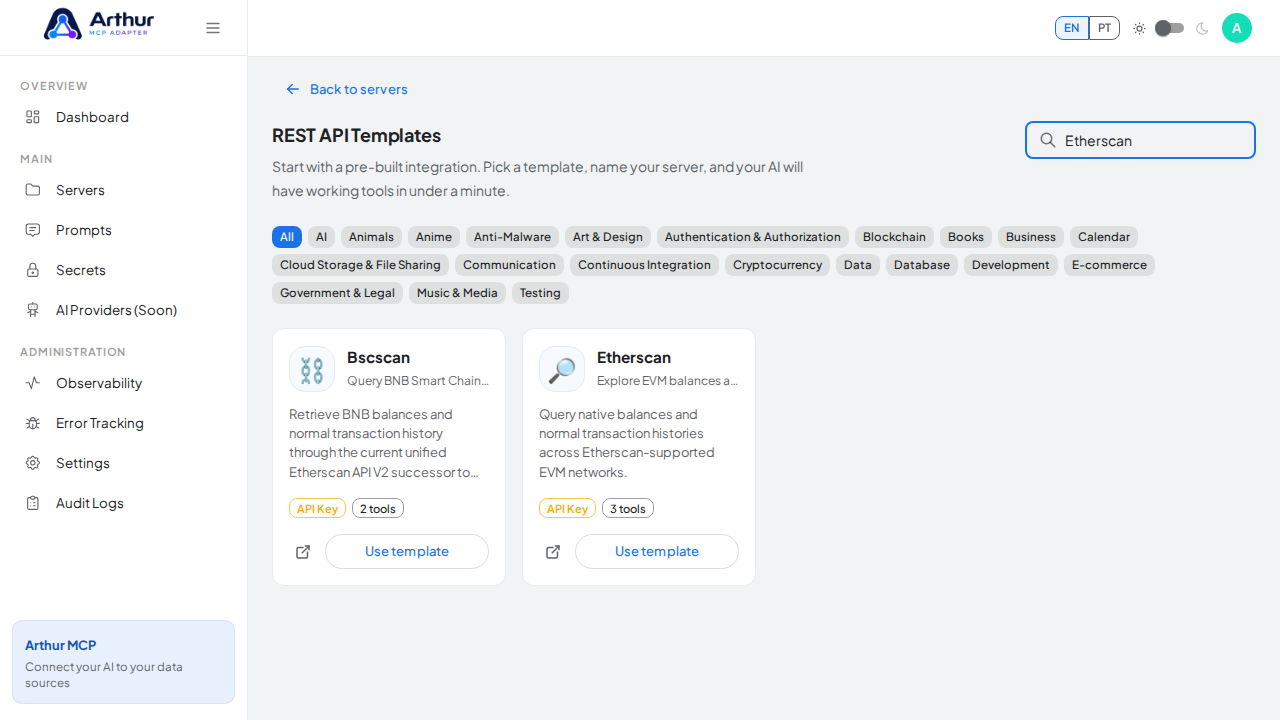 Search the gallery for the Etherscan integration