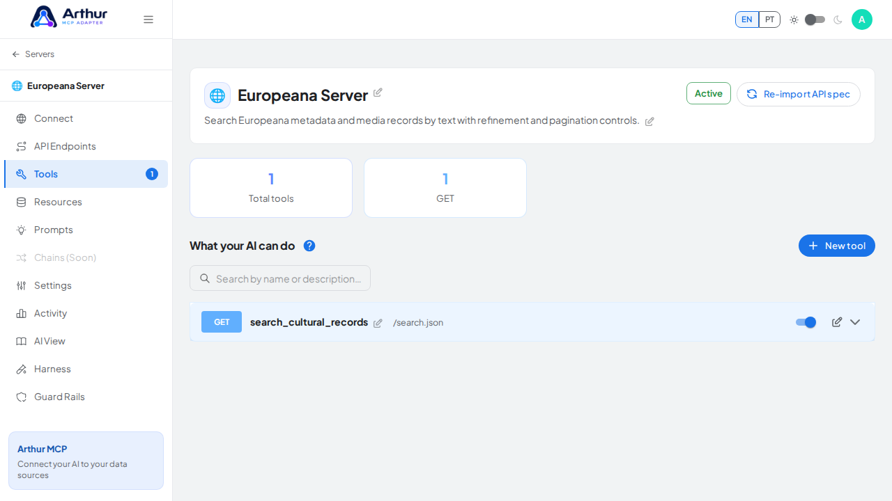 Review the tools generated from the Europeana template