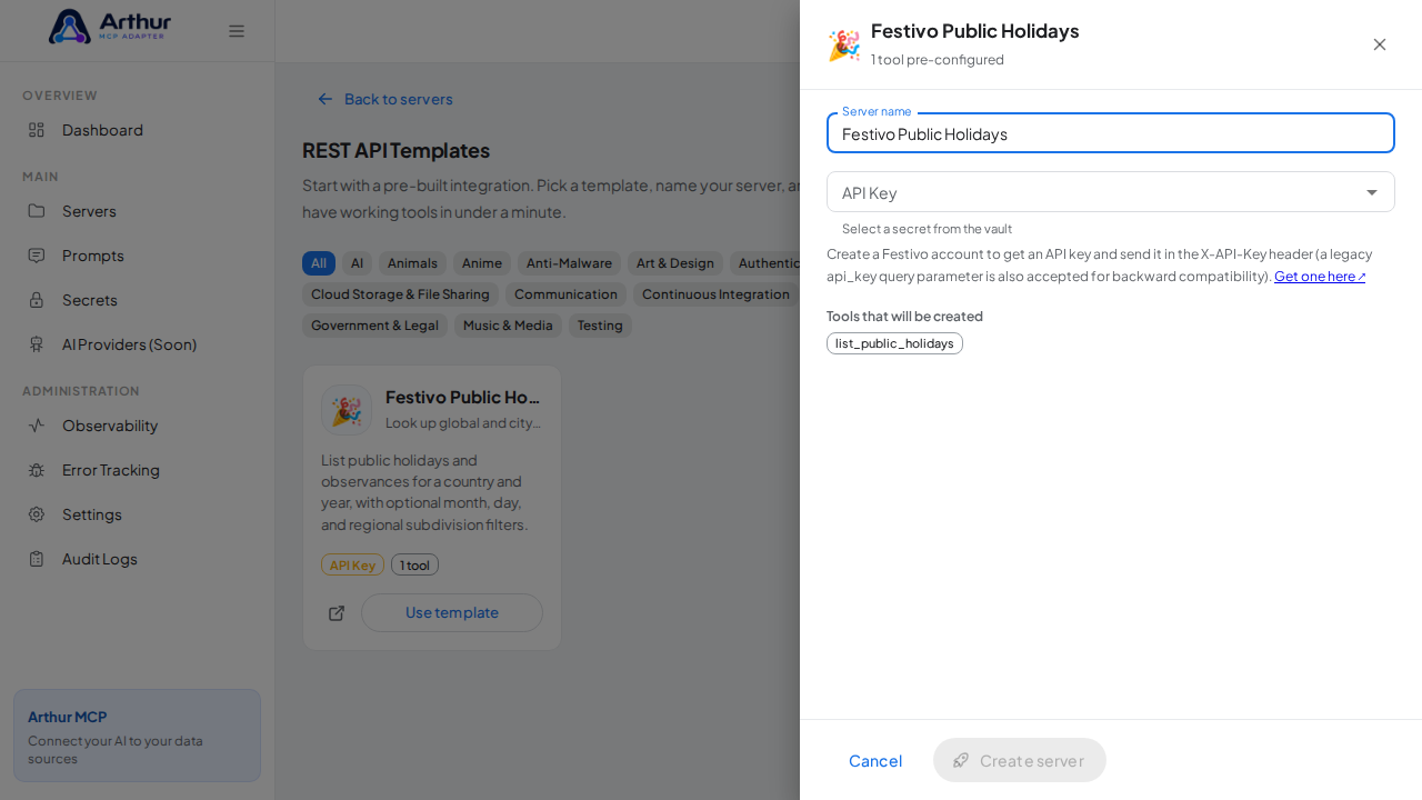 Open the Festivo Public Holidays template with its preconfigured tools