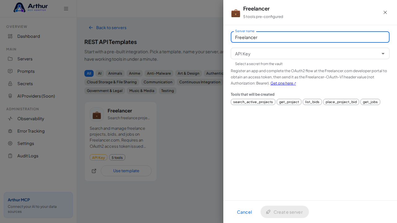 Open the Freelancer template with its preconfigured tools