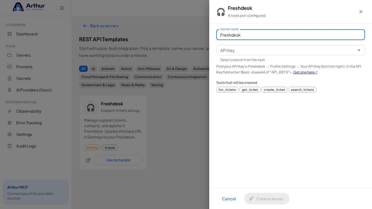 Open the Freshdesk template with its preconfigured tools