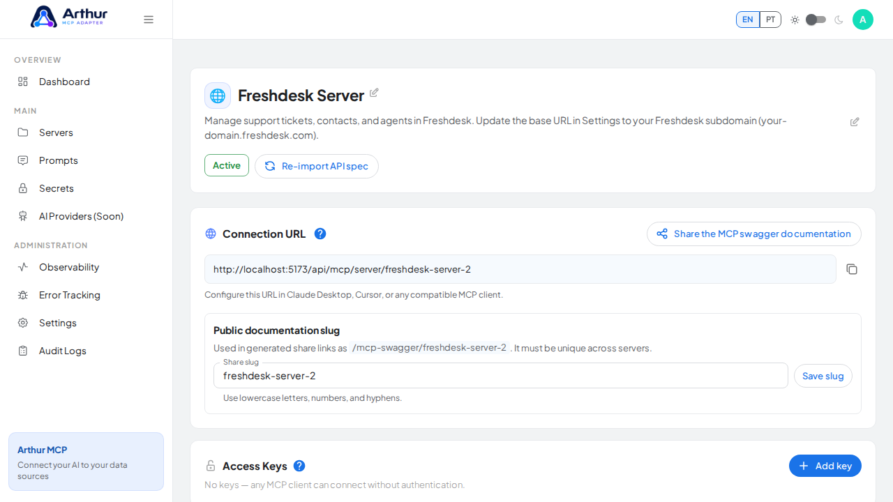 Create the Freshdesk server with its preconfigured tools