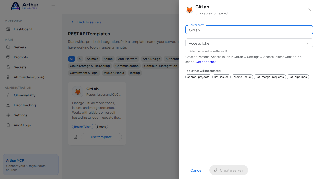 Open the GitLab template with its preconfigured tools