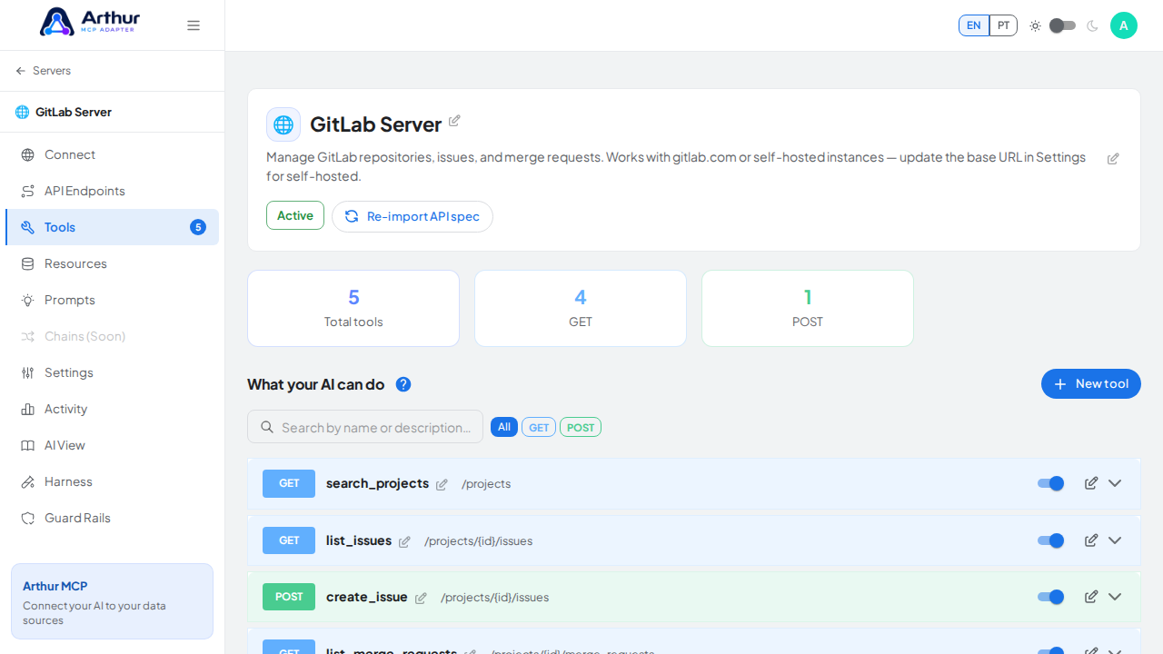 Review the tools generated from the GitLab template