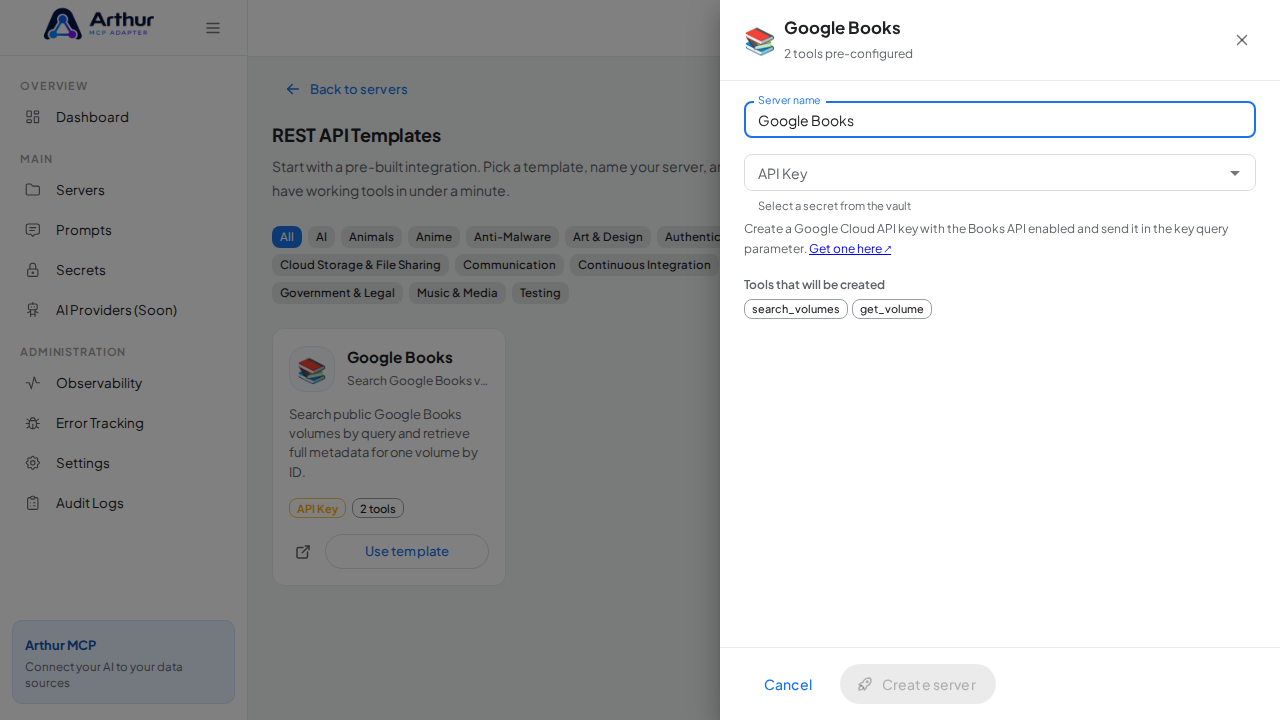 Open the Google Books template with its preconfigured tools
