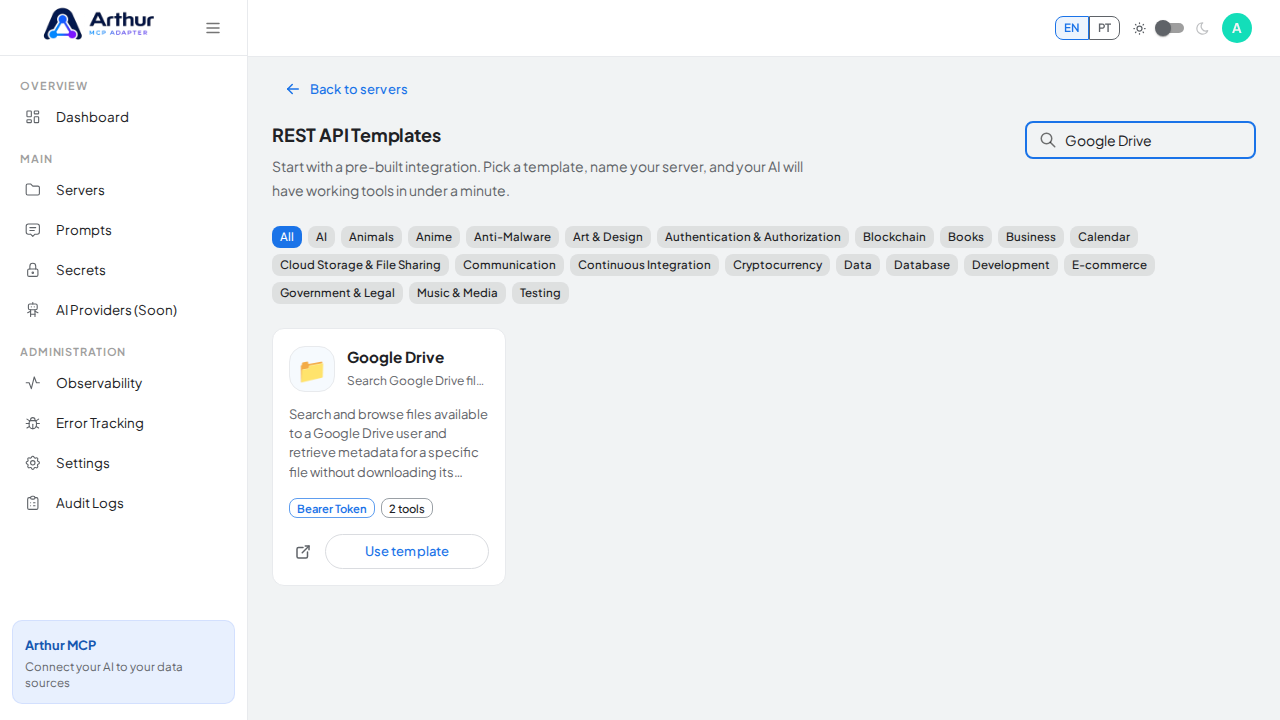Search the gallery for the Google Drive integration