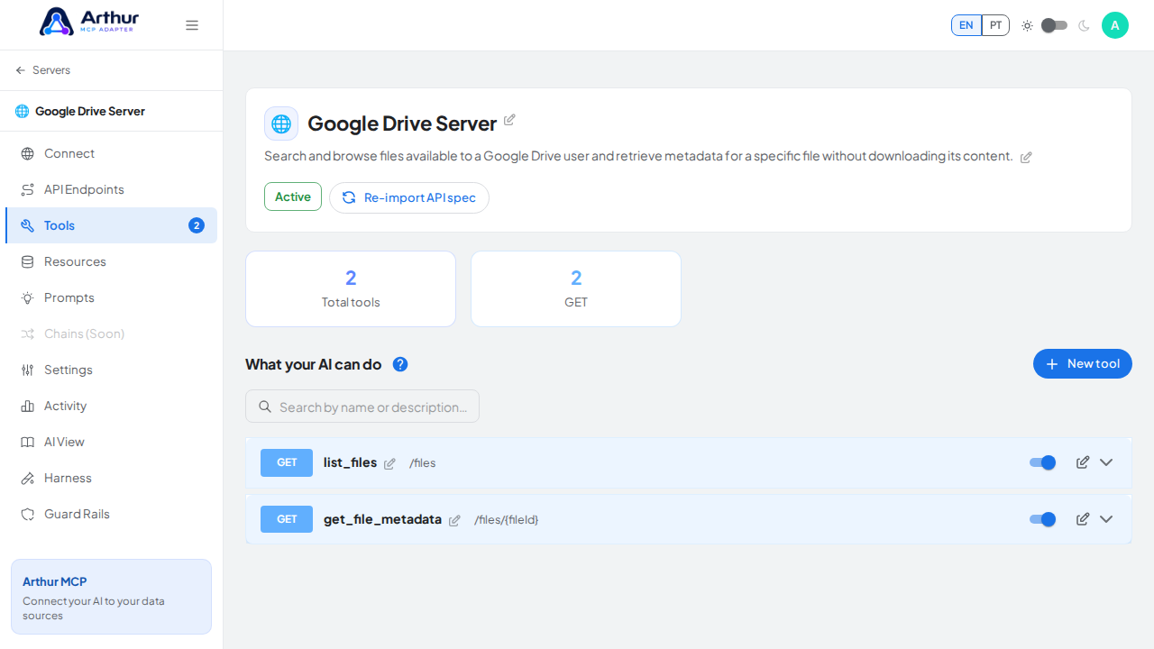 Review the tools generated from the Google Drive template